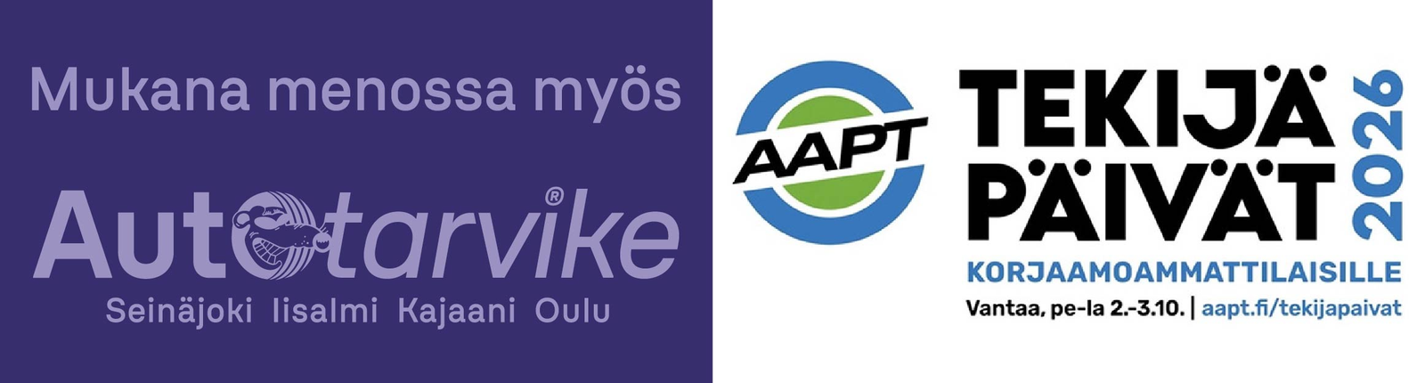 AAPT Tekijäpäivät 2026 -tapahtuma korjaamoammattilaisille Vantaalla 2.–3.10., mukana myös Autotarvike